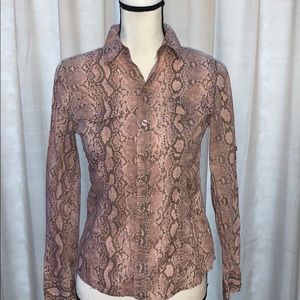 2P MICHAEL Michael Kors Pink Snakeskin Button Down